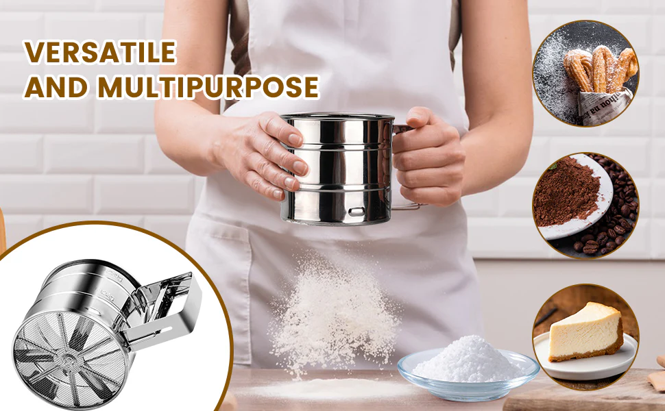 Steel Manual Flour Sifter – Clean, Quick & Efficient Sieving-.g - Image 9