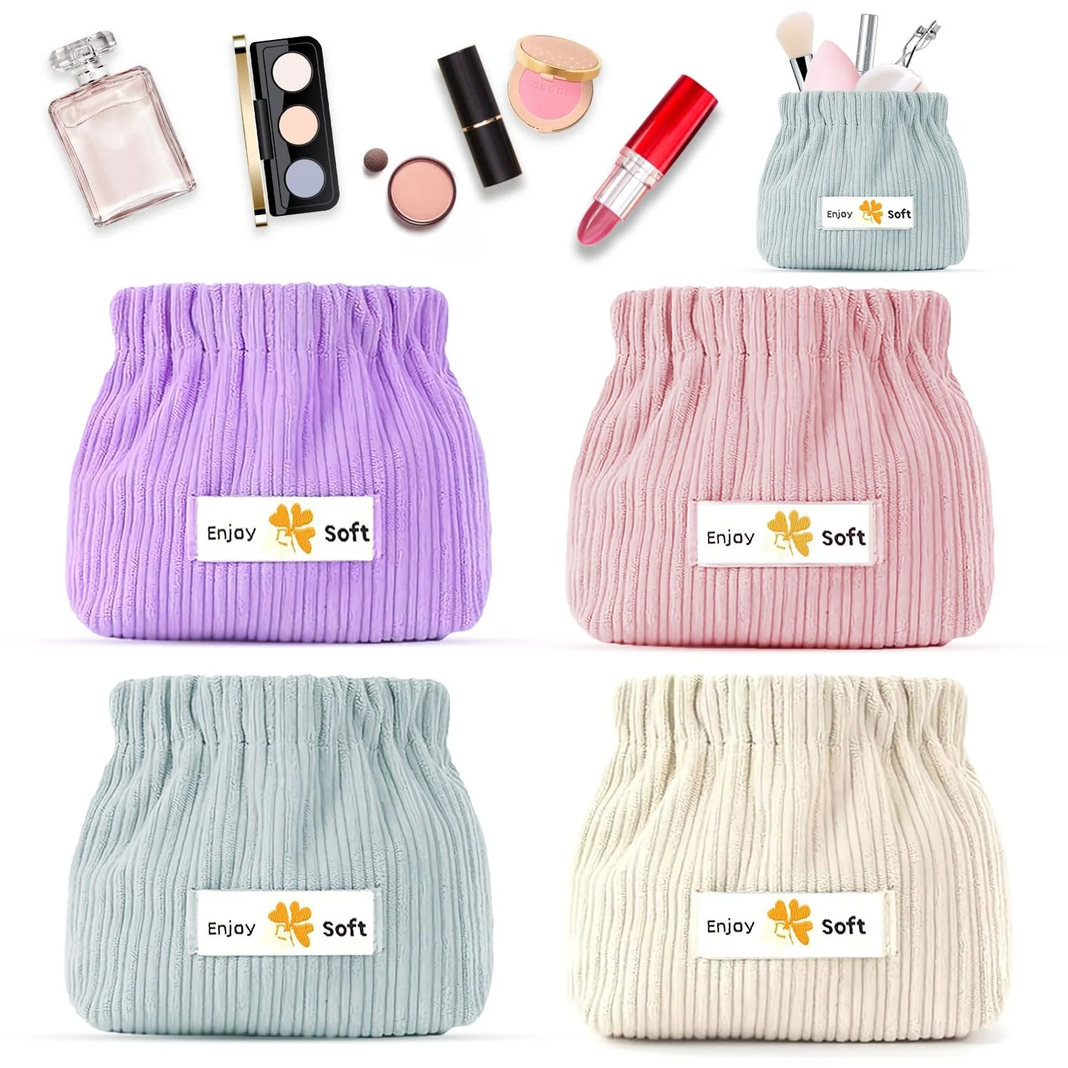 Stylish Corduroy Elastic Mini Organizer Pouch – Compact & Versatile Storage Solution -Pack of 3 .g - Image 3