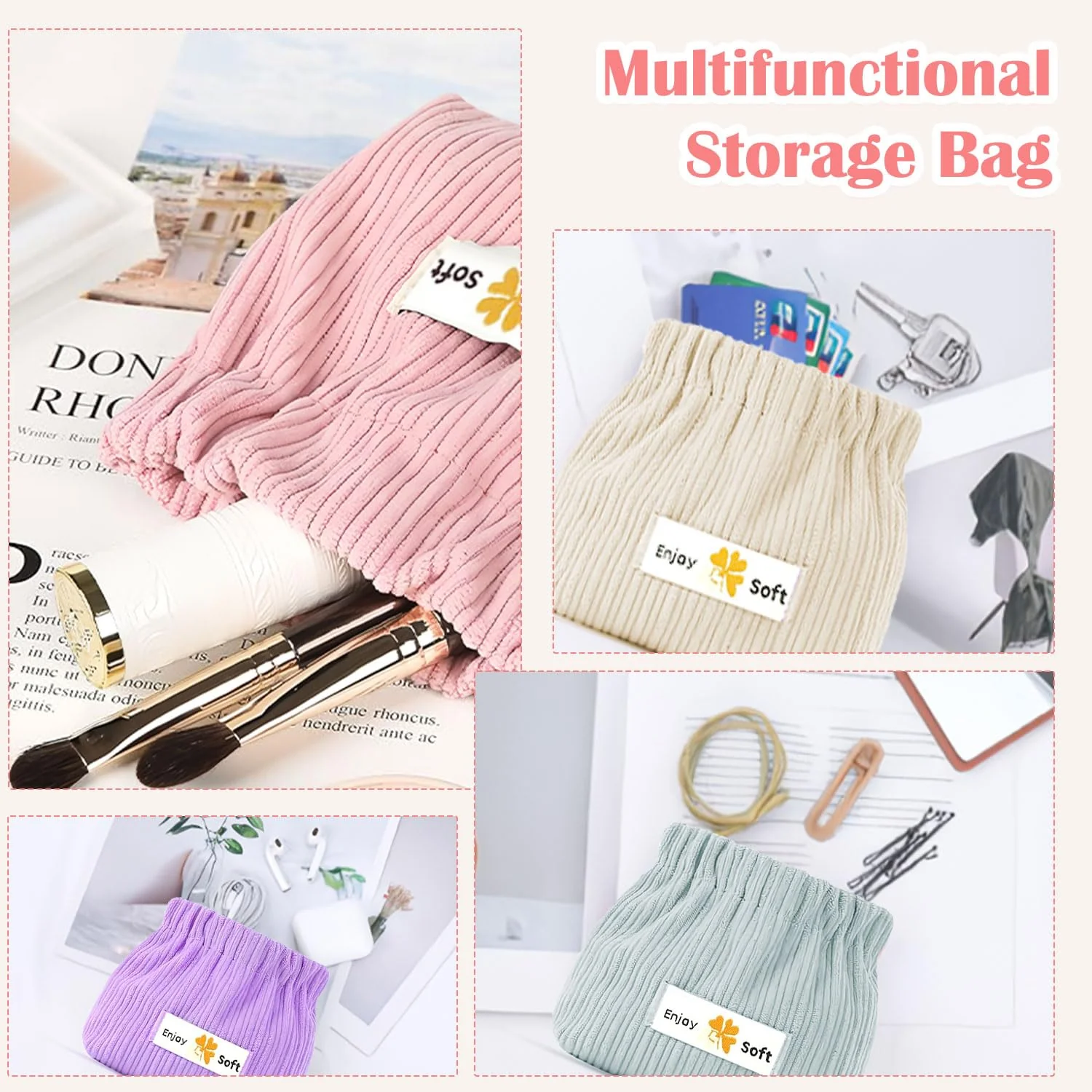 Stylish Corduroy Elastic Mini Organizer Pouch – Compact & Versatile Storage Solution -Pack of 3 .g - Image 8