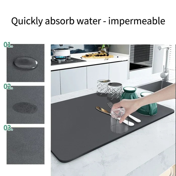 Kitchen Super Absorbent Dish Drying mat (Big Size) (60cmx40cm);f - Image 2