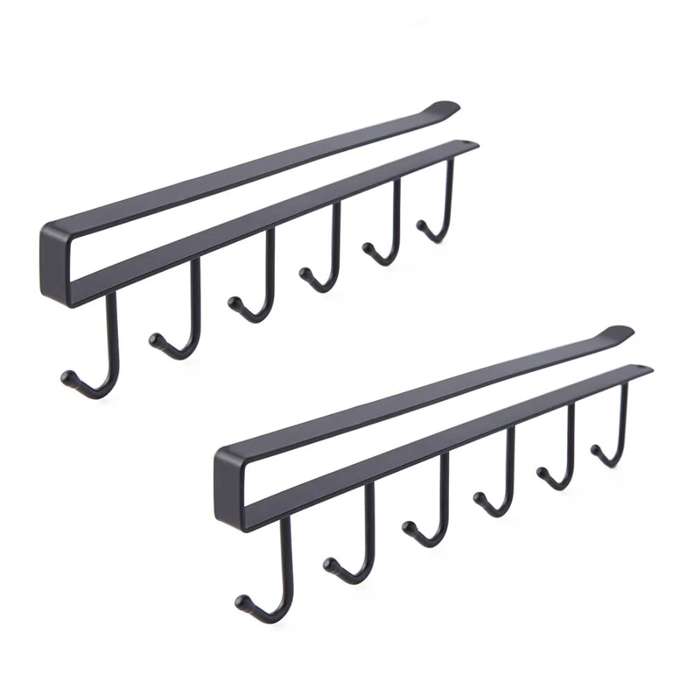 Under-Shelf 6-Hook Mug & Cup Holder Rack (pack of 2)– Space-Saving Kitchen Cabinet Organizer,g
