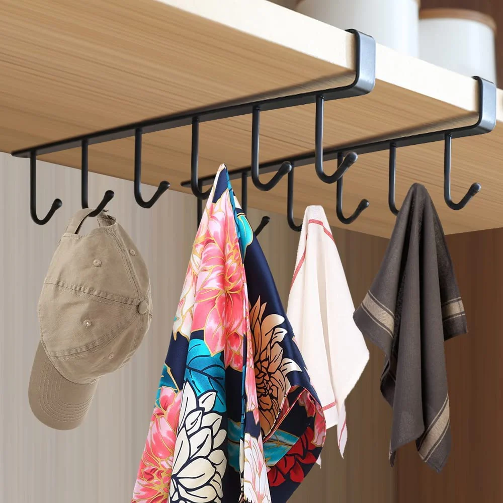 Under-Shelf 6-Hook Mug & Cup Holder Rack (pack of 2)– Space-Saving Kitchen Cabinet Organizer,g - Image 10
