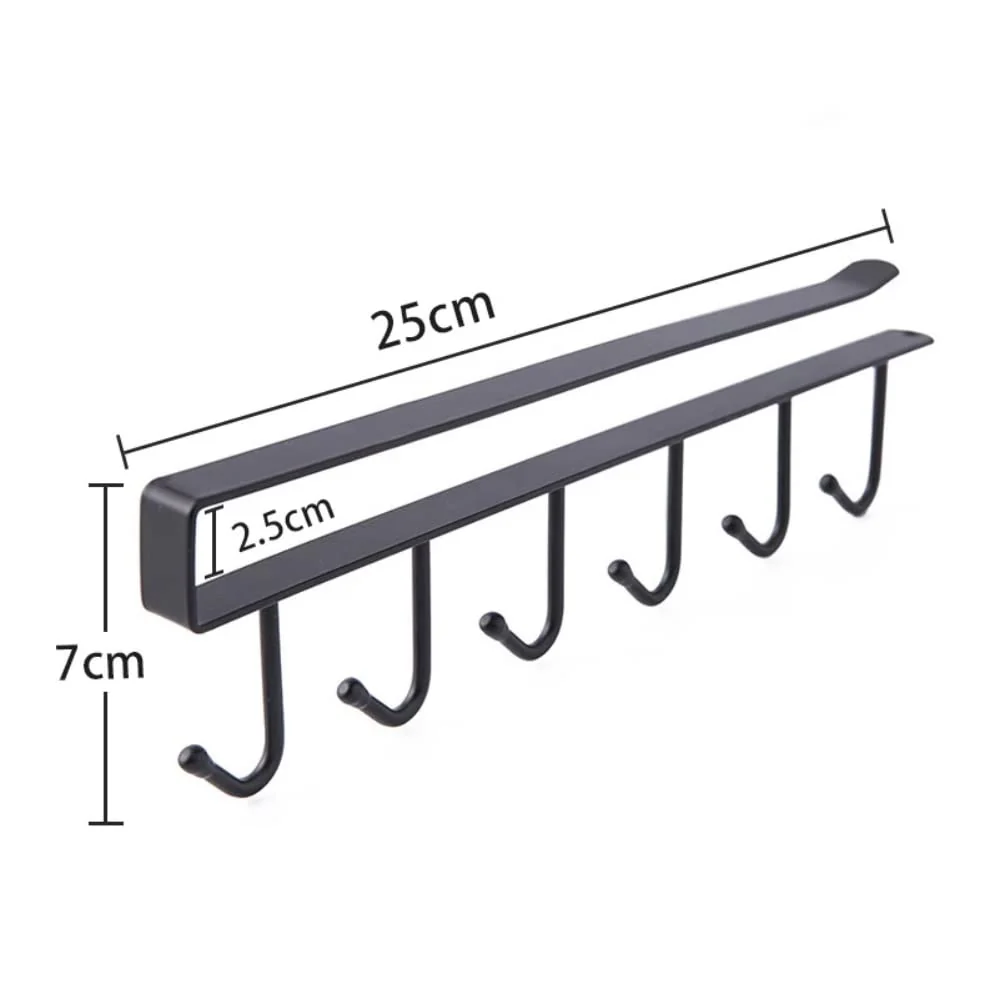 Under-Shelf 6-Hook Mug & Cup Holder Rack (pack of 2)– Space-Saving Kitchen Cabinet Organizer,g - Image 5