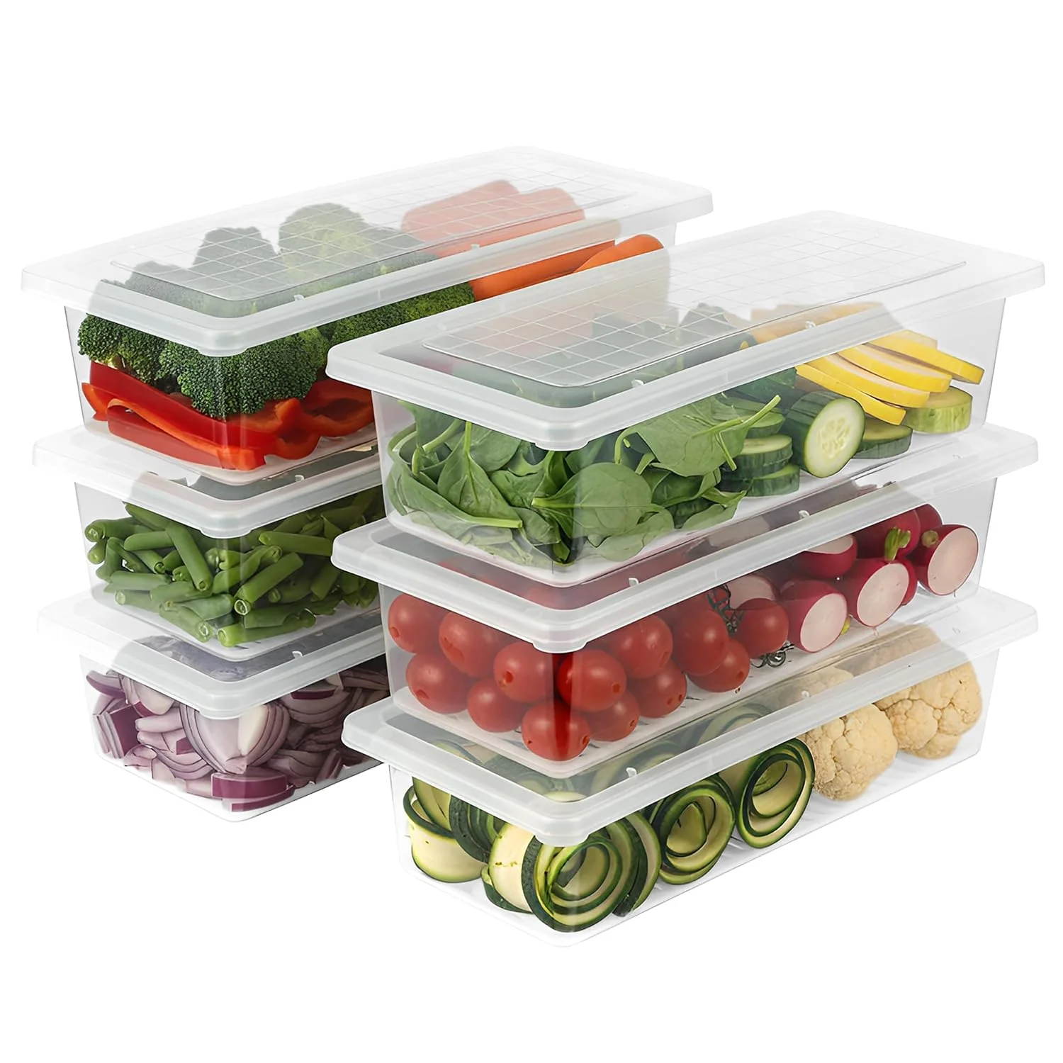 Uniqly- Fridge Storage Containers with Drain plates- Pack of 6: f