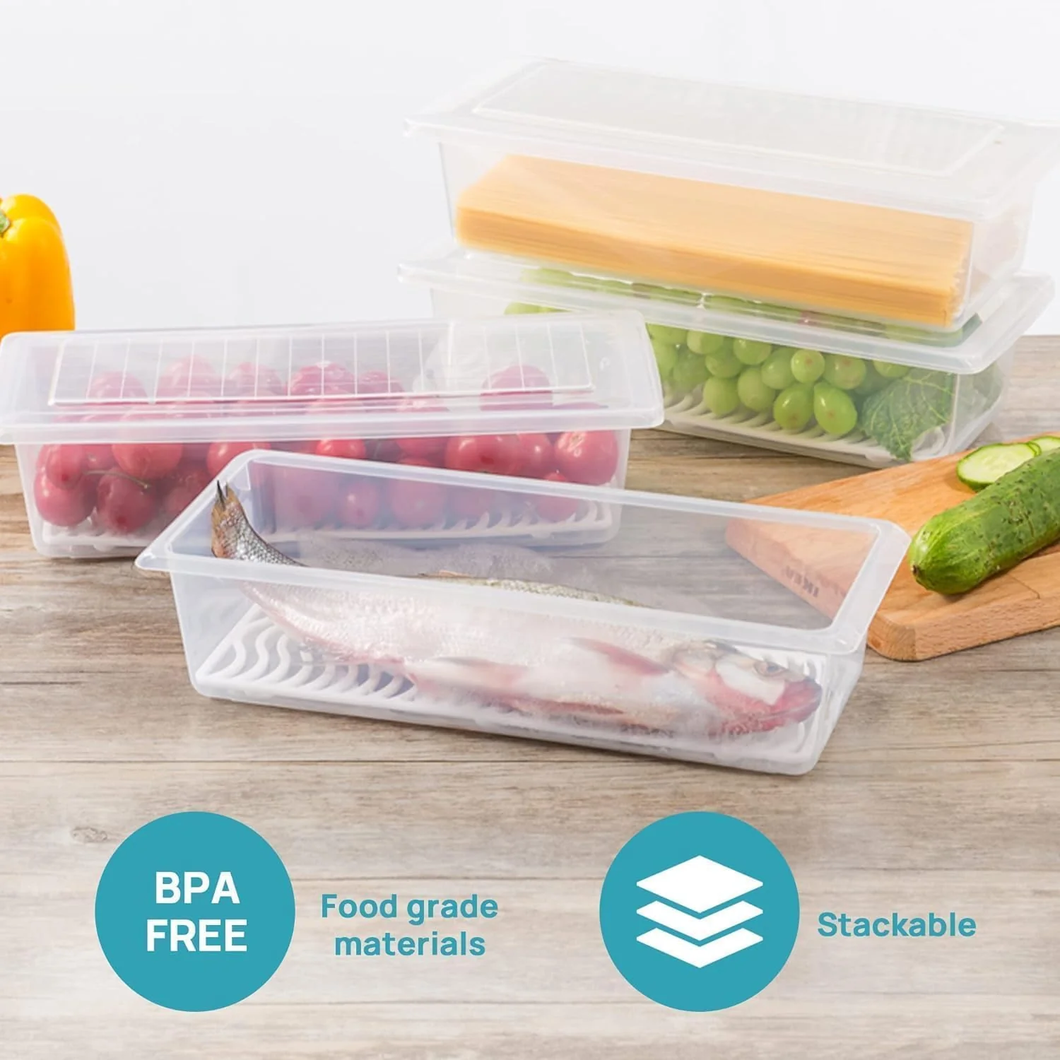 Uniqly- Fridge Storage Containers with Drain plates- Pack of 6: f - Image 10