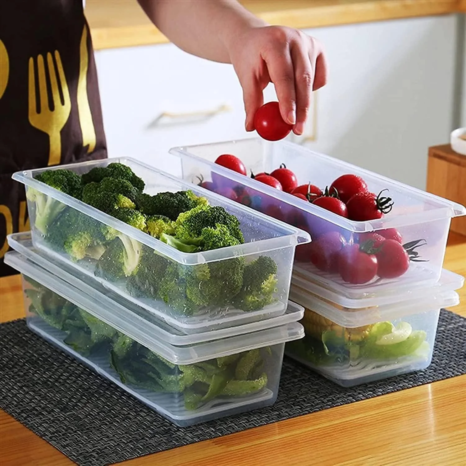 Uniqly- Fridge Storage Containers with Drain plates- Pack of 6: f - Image 2