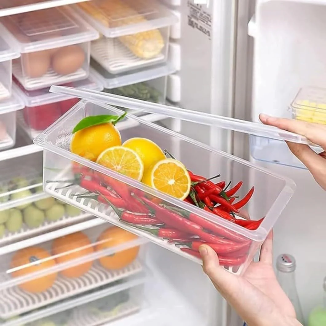 Uniqly- Fridge Storage Containers with Drain plates- Pack of 6: f - Image 3