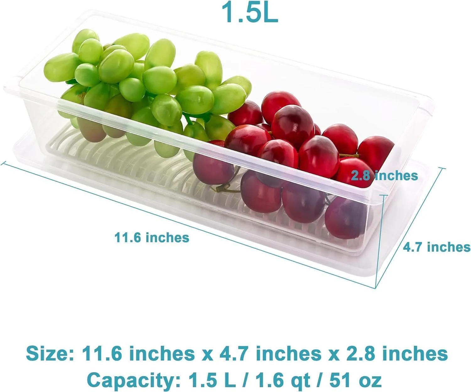 Uniqly- Fridge Storage Containers with Drain plates- Pack of 6: f - Image 5
