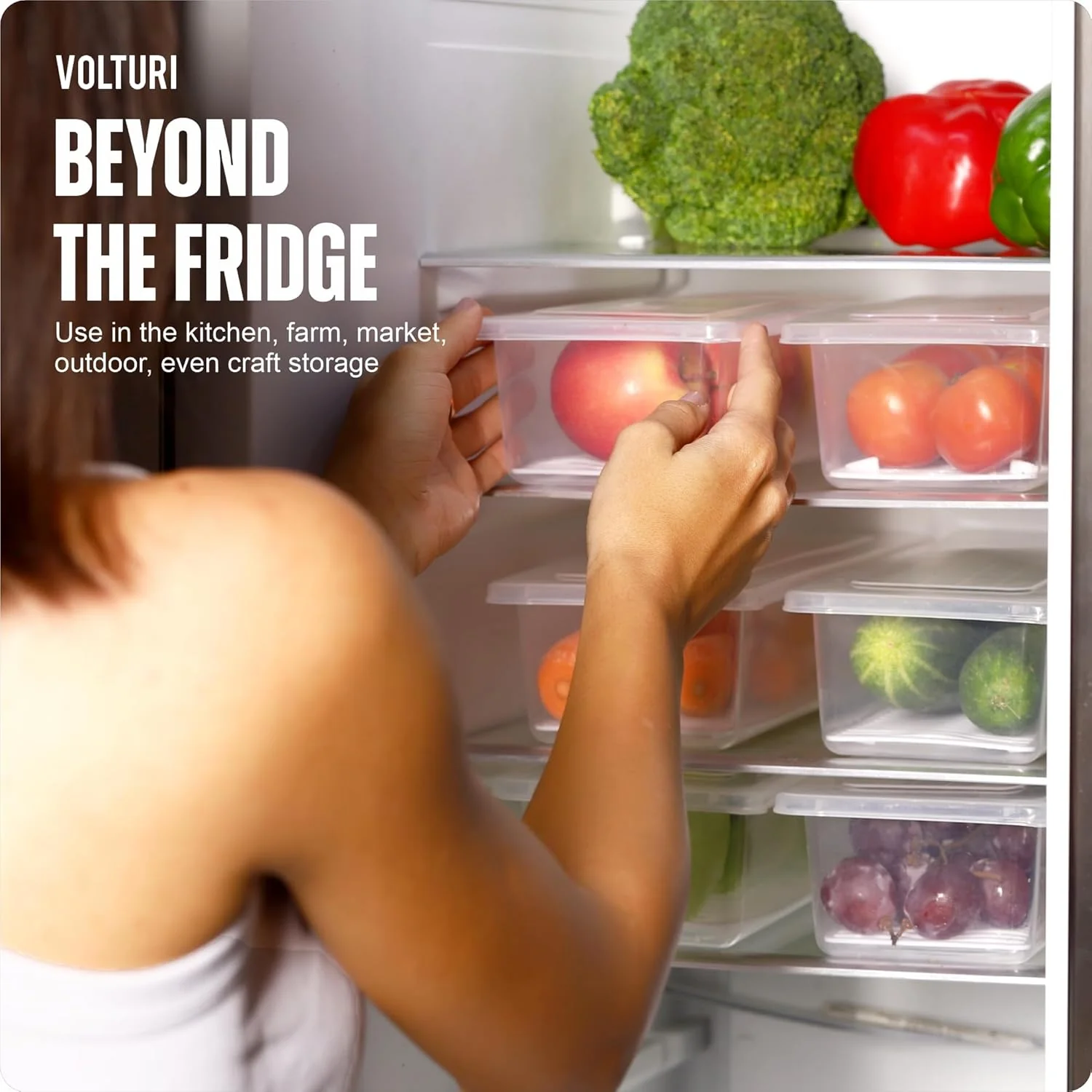 Uniqly- Fridge Storage Containers with Drain plates- Pack of 6: f - Image 6