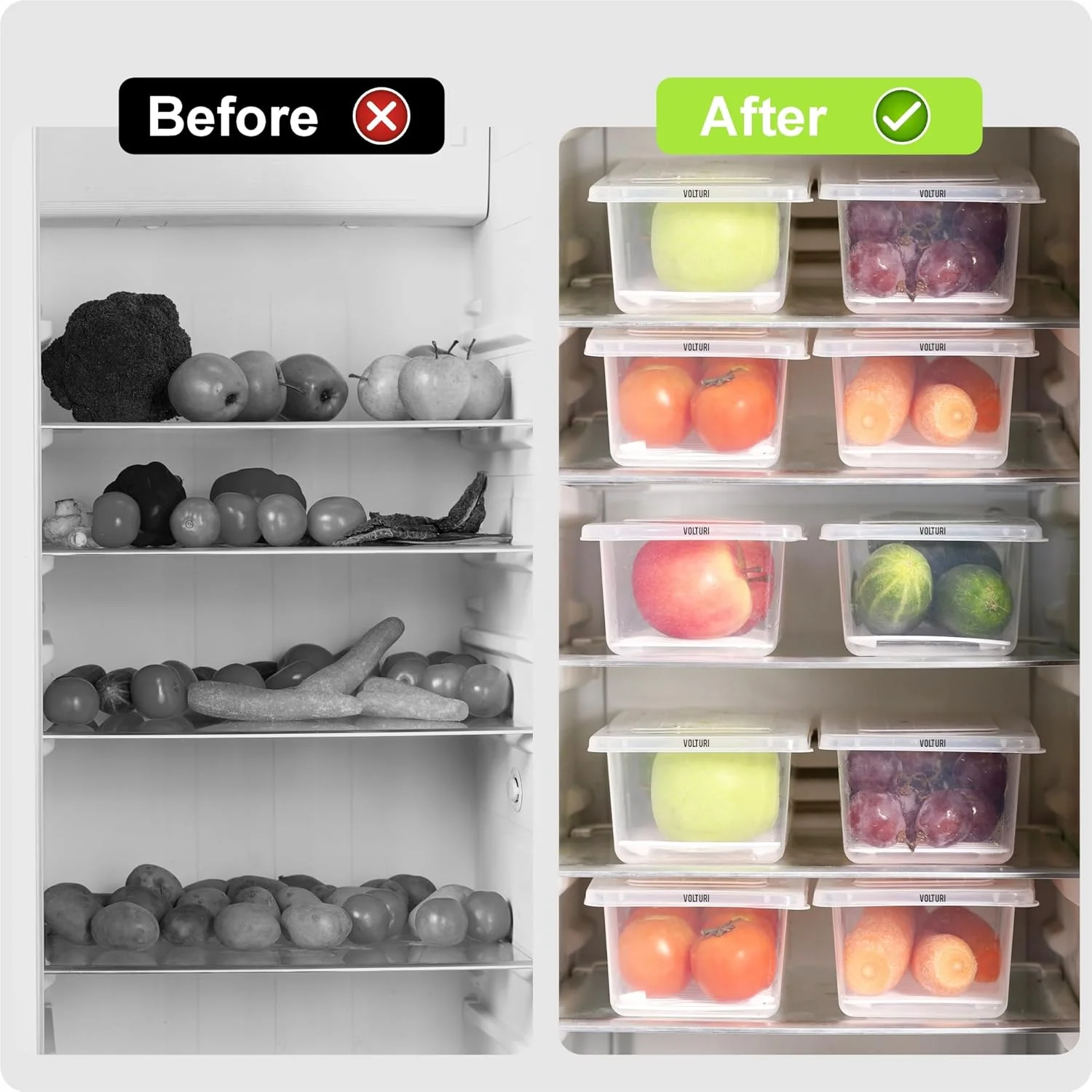 Uniqly- Fridge Storage Containers with Drain plates- Pack of 6: f - Image 8
