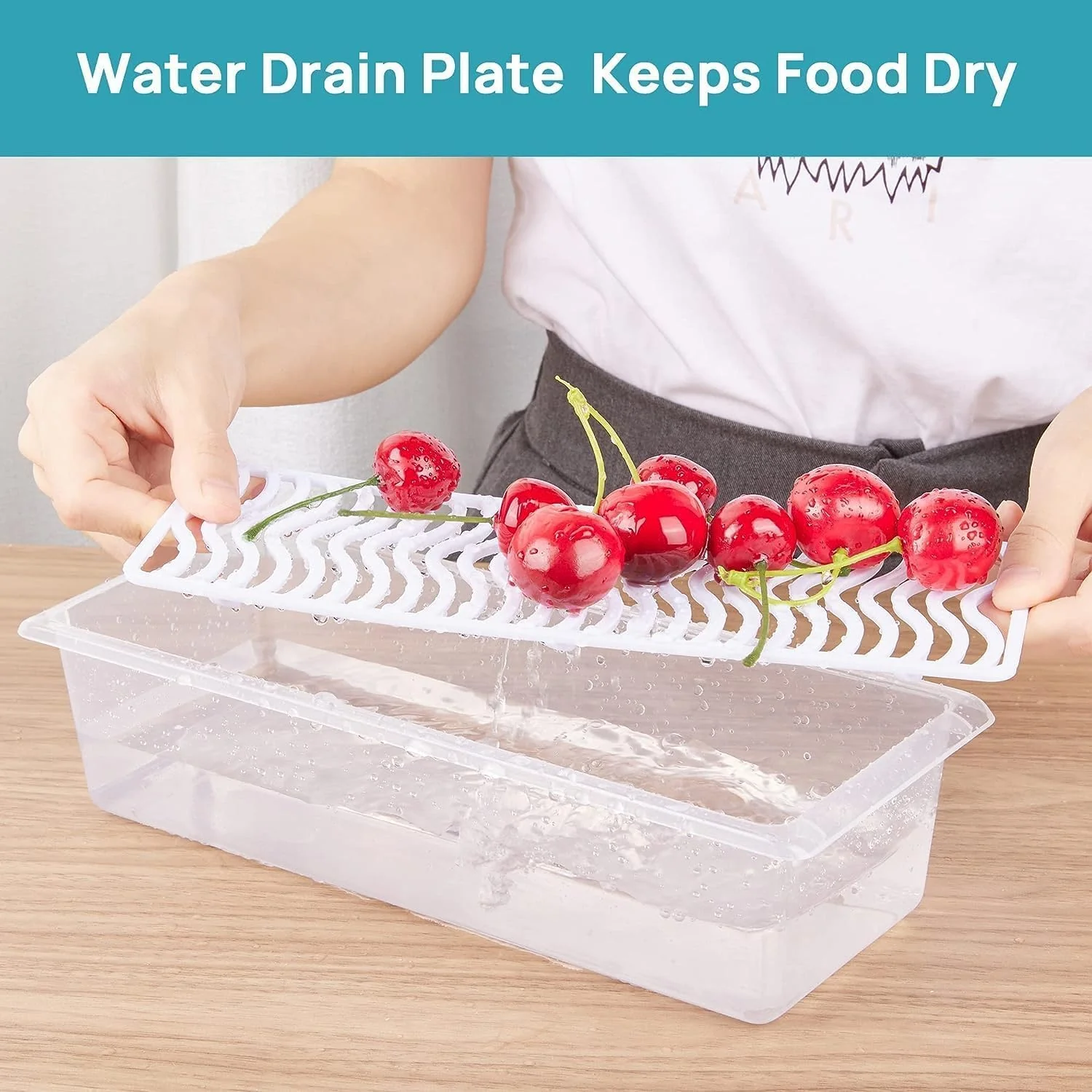 Uniqly- Fridge Storage Containers with Drain plates- Pack of 6: f - Image 9