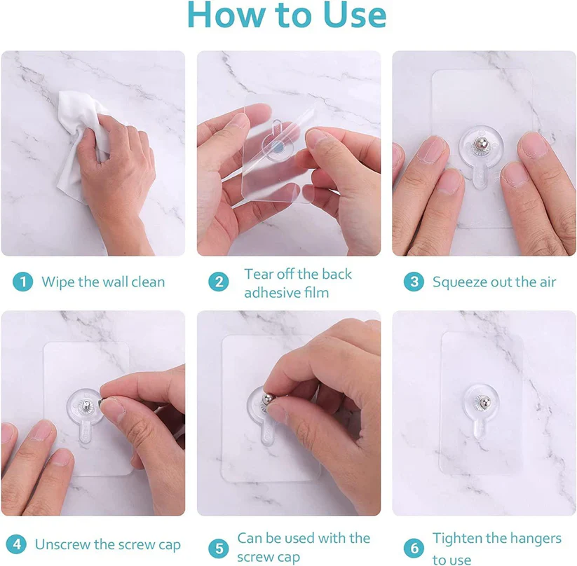 Wall Adhesive Hooks, No-Drilling Waterproof Screw for Hanging - Image 4