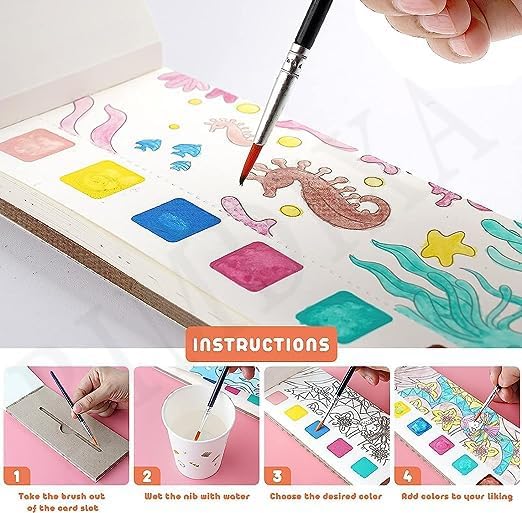 Water Color Painting Book with Brush- Endless Painting, Learning and Fun G - Image 7
